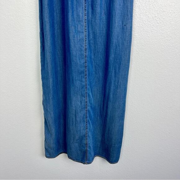 Vintage | y2k Cottagecore Fairy Boho Witch Blue Jean Tencel Tie Up Maxi Dress 2 - Picture 9 of 9